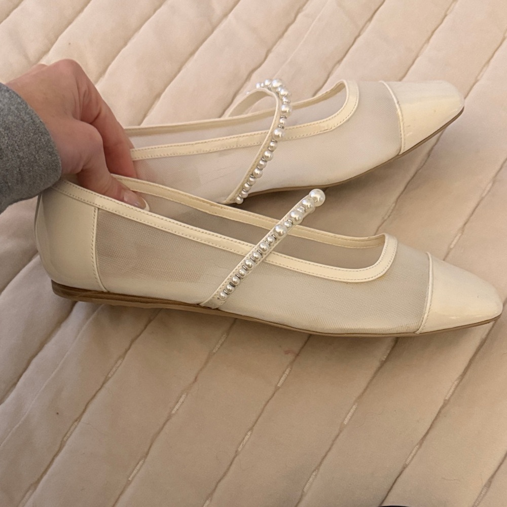 Dolce Vita White Pearl-Embellished Flats - Picture 2 of 4